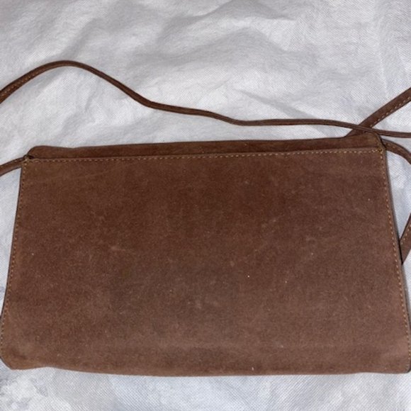 Brown Suede Purse with gold design - Picture 5 of 8
